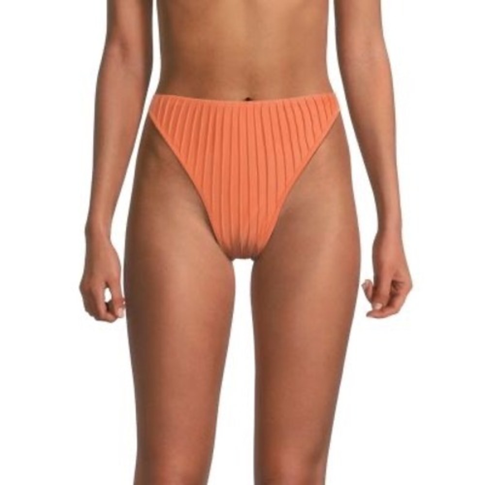 Andrea Iyamah NEW Gara Pleated High Rise Bikini Bottom‎ in Peach Size XXL